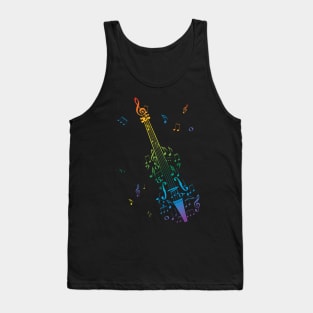 Rainbow music notes in violin Tank Top